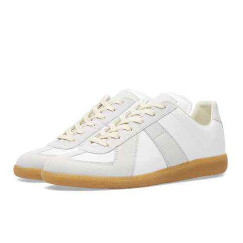Maison Margiela Replica leather and suede low-top trainers - Curated ...