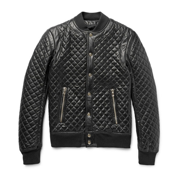 Quilted Leather Bomber Jacket Curated Menswear